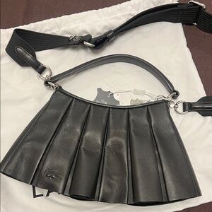 Lacoste Black Pleated Shoulder Bag